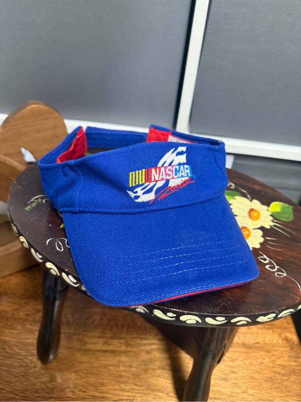 Vintage Nascar Blue Visor with Embroidered Racing Logo